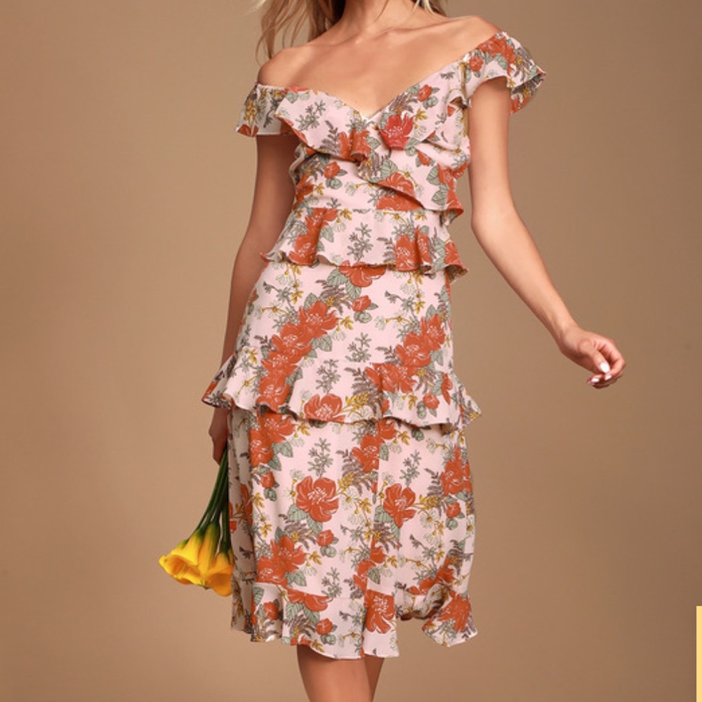 LULU’S FLEUR-EVERMORE PINK FLORAL PRINT DRESS